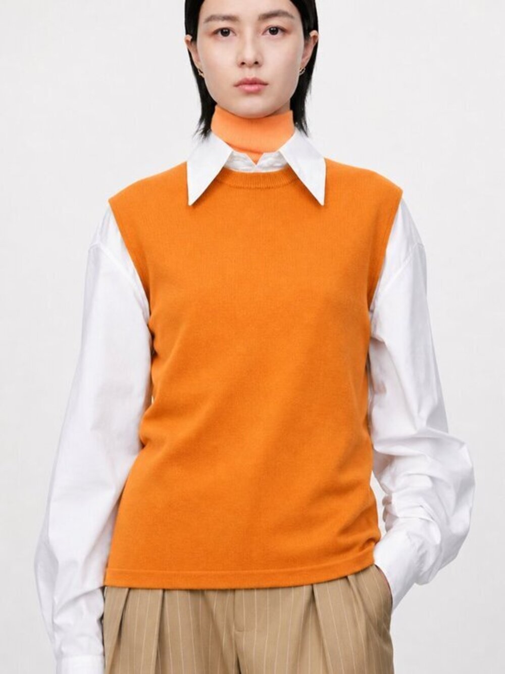 Chicjoc women cashmere sweater top size 36 in orange